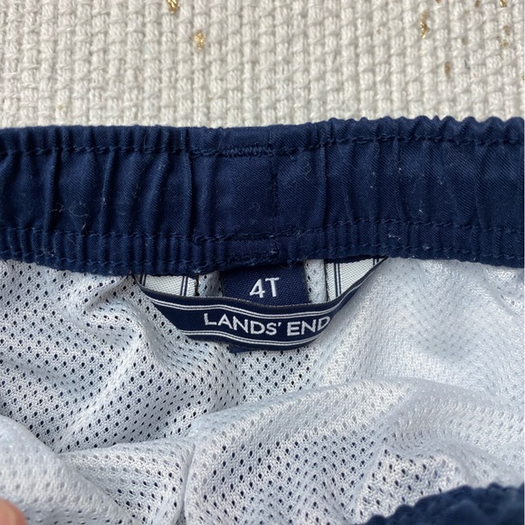 LANDS END Boys Navy Shark Swim Trunks | Size 4T - Picture 3 of 5